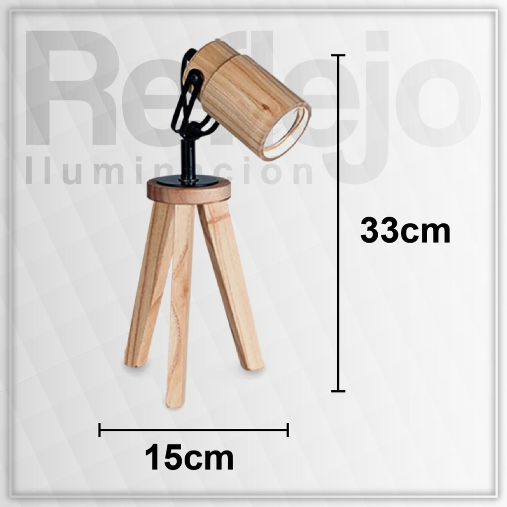 Velador Trípode Con Cabezal Gu10 De Madera Paraíso - Oferta!