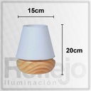 Velador De Madera Natural Con Pantalla Blanca