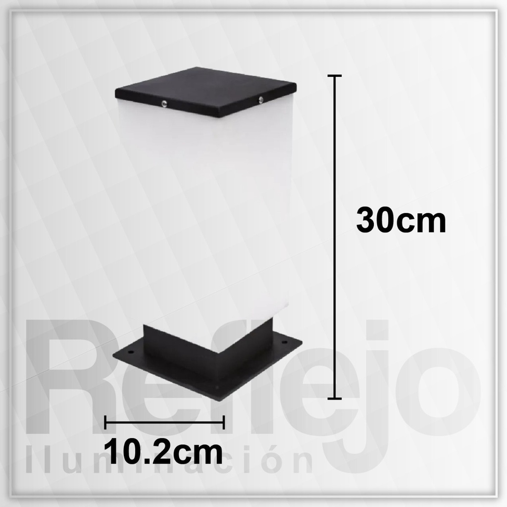 Farola De Piso Exterior 30cm Cuadrada Para Jardín Apto Led