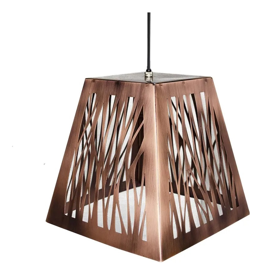 Lampara Farol Moderna Chapa Cobre O Negra Apto Led