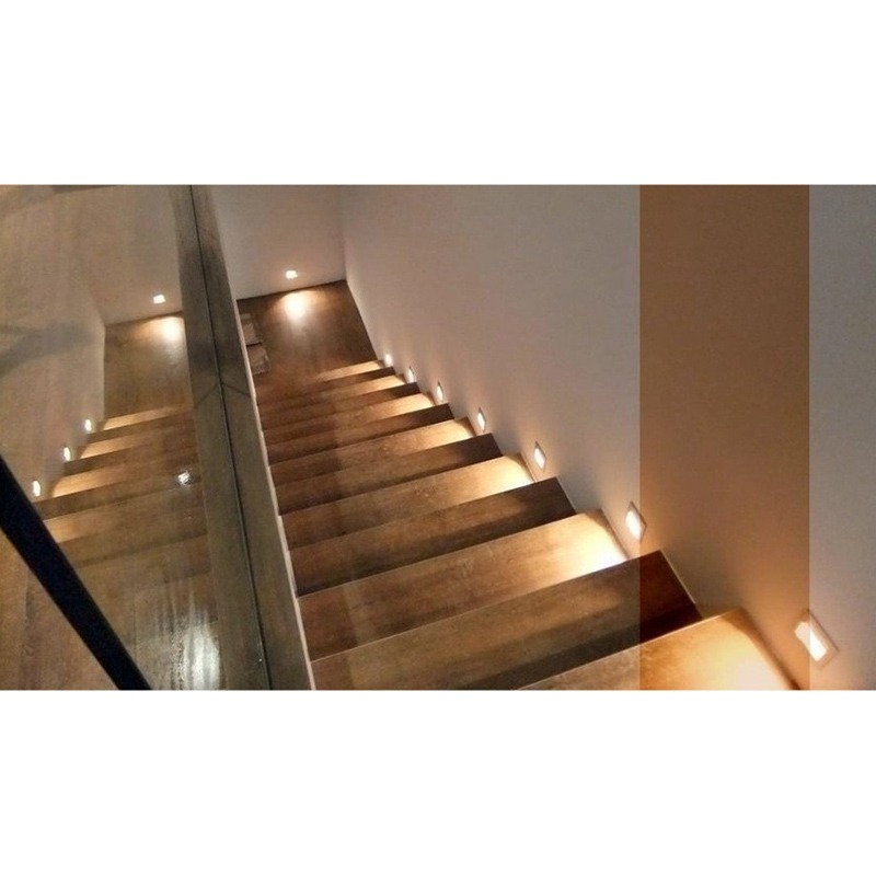 Spot Embutir Escalera Piso Aluminio Acero Cuadrado Candil
