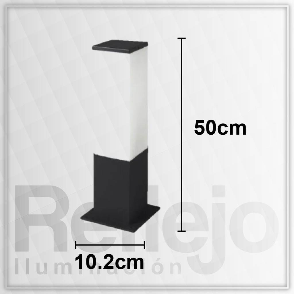 Farola De Piso Exterior 50cm Cuadrada Para Jardín Apto Led