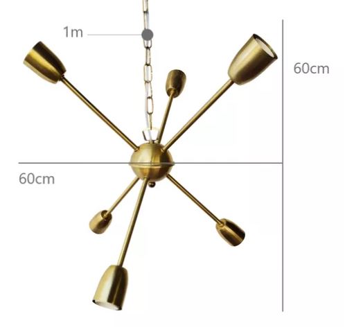 Colgante explosión 6 luces Dorado