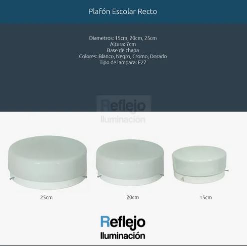 Plafón copa escolar de vidrio recto 20cm