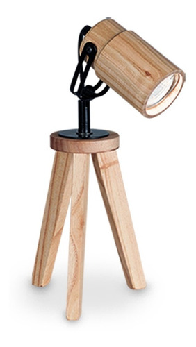Velador trípode cabezal GU10 madera paraíso