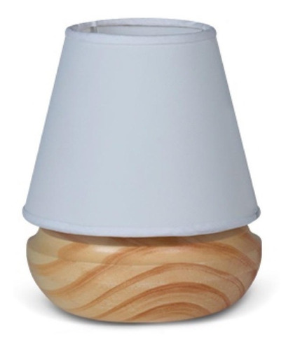 Velador madera natural con pantalla blanca