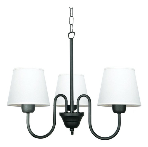 Araña Antique 3 luces en negro c/ pant tela