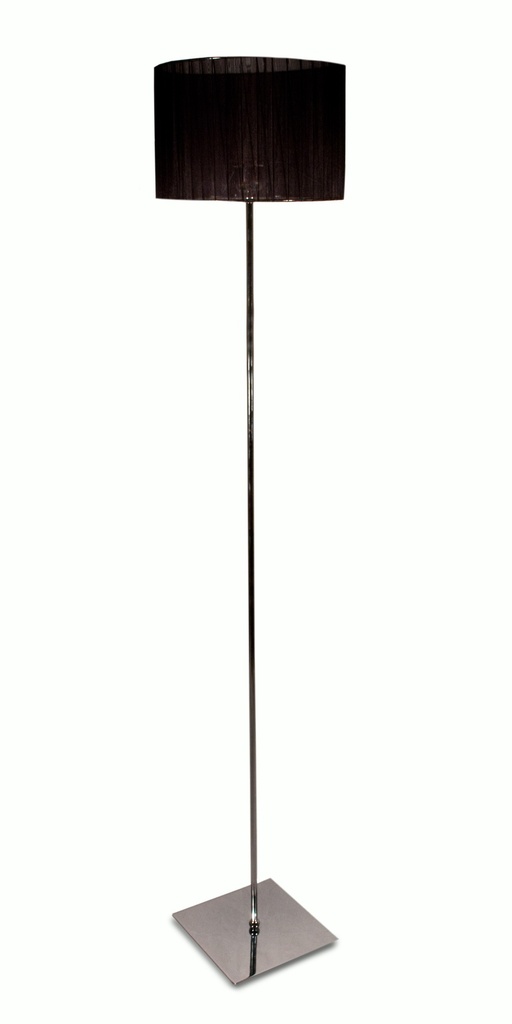 Lámpara de pie base cuadrada cromo con pantalla