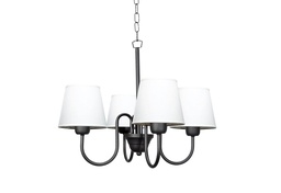 Araña Antique 4 luces en negro c/ pant tela