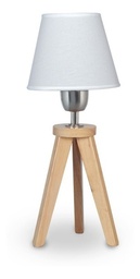 [22-1131N] Velador trípode madera NATURAL pantalla lino