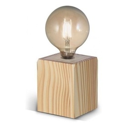 [22-N5L] Velador cuadrado madera natural con cable textil