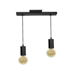 [20-NITEC2-NG] Colgante 2 Luces Capuchon Negro Vintage Apto Led E-27