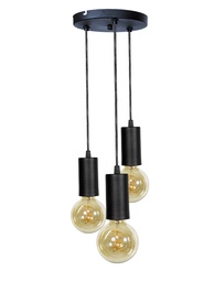 [20-NITECR3-NG] Colgante base redonda 3 luces capuchón cilíndrico